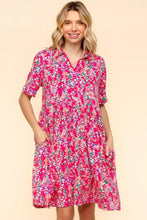 Haptics Johnny Collar Babydoll Dress with Side Pockets Fuchsia Casual Dresses