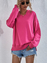 Dropped Shoulder Slit Hoodie Woman Sweatshirts