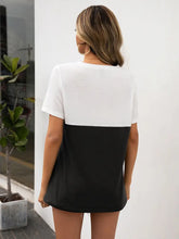 Ivy Lane Color Block V-Neck Short Sleeve Tee Woman T Shirts