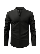 Men's Full Size Stand Collar Button Down Shirt Plus Size Black