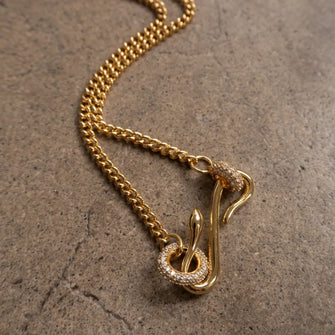 18K Gold-Plated Copper Inlaid Zircon Necklace Style A One Size