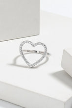 925 Sterling Silver Inlaid Zircon Heart Ring Silver Rings