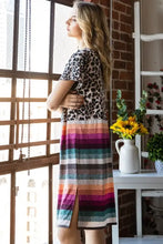 Heimish Full Size Animal Leopard and Stripe Open Cardigan Plus Size Woman Outerwear