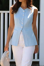 Button Down V-Neck Vest Tanks & Camis