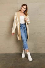 Woven Right Two-Tone Open Front Fuzzy Longline Cardigan Woman Outerwear