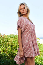 Davi & Dani Embroidery V Neck Short Sleeve Ruffled Mini Dress Casual Dresses