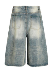 Men's Wash Wide-Leg Denim Shorts