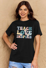 Simply Love Full Size TEACH LOVE INSPIRE Graphic Cotton T-Shirt Black