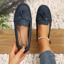 Round Toe Flat Slip-Ons Dark Navy