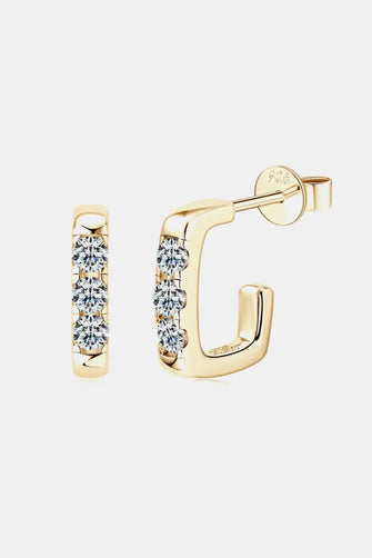 Moissanite 925 Sterling Silver Geometrical Huggie Earrings Gold One Size Earrings