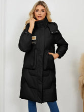 Long Sleeve Longline Hooded Winter Coat Woman Outerwear