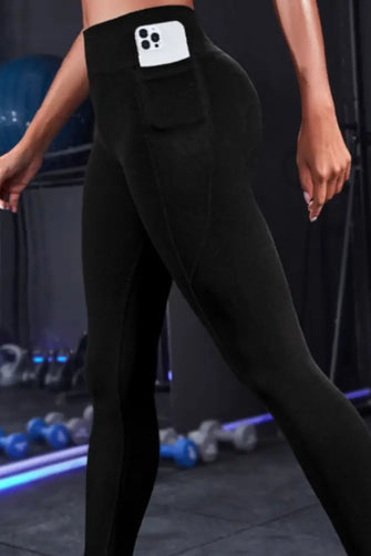 Wide Waistband Sports Leggings Black Woman Leggings