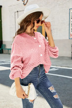 Woven Right Openwork Pompom Puff Sleeve Cardigan Woman Outerwear