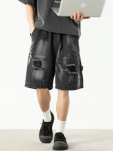 Men's Plus Size Distressed Denim Shorts Dark
