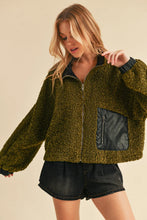 Aemi + Co Collared Neck Zip Up Sherpa Jacket Woman Outerwear