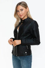 Snobbish Faux Leather Biker Jacket with Side Zip Pockets Woman Outerwear