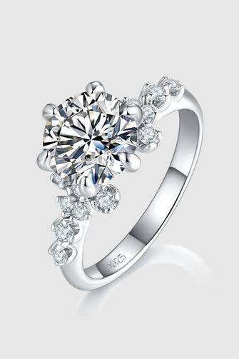 2 Carat Moissanite 925 Sterling Silver Ring Silver
