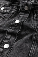 Distressed Drawstring Long Sleeve Hooded Denim Jacket Woman Outerwear
