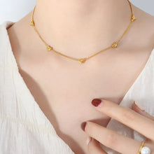 Titanium Steel Zircon Heart Necklace Gold One Size