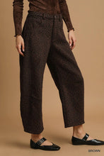 Umgee leopard print wide leg pants in brown fabric featuring a bold and stylish leopard print pattern