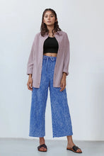 Zenana Washed French Terry Palazzo with Pockets CLASSIC BLUE