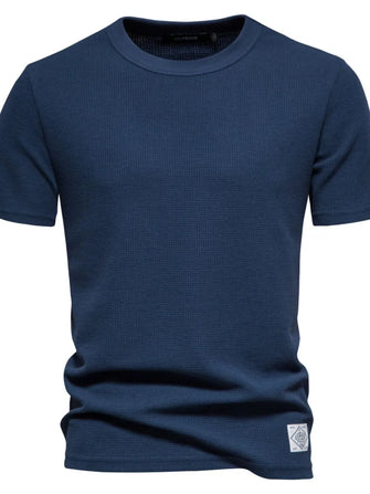 Men's Waffle-Knit Short Sleeve T-Shirt Navy