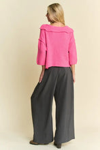 Davi & Dani Solid Back Pocket Shirring Detail Wide Leg Pants Woman Pants