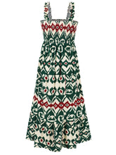 Smocked Printed Square Neck Sleeveless Dress Woman Maxi Dress