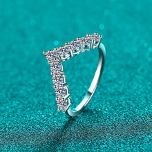 925 Sterling Silver Moissanite V Shape Ring Silver Rings