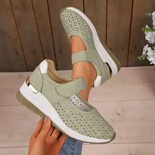 Round Toe Wedge Sneakers Green Woman Sneakers