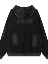 Men's Washed Zip-Up Oversized Hoodie