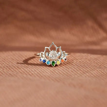 925 Sterling Silver Inlaid Zircon Lotus Shape Ring Rings