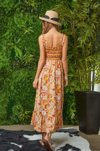 Davi & Dani Multi Smocked Bodice Geo Ruffle Strappy Midi Dress Casual Dresses