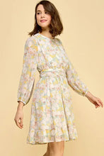 Lime 'N' Chili Chiffon Floral Print Belted Dress with Back Zipper Casual Dresses