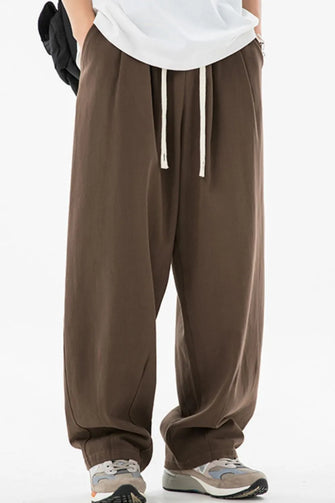 Men's Drawstring Sweatpants with Pockets Coffee Brown