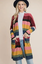 BOMBOM Color Block Striped Open Front Cardigan Multi Woman Outerwear