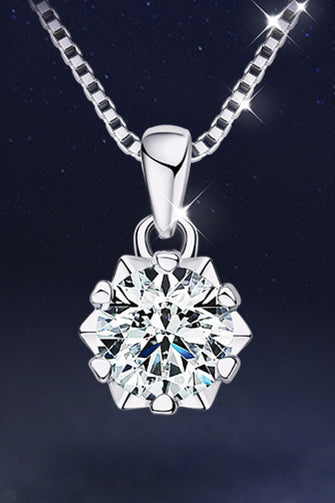 1 Carat Moissanite Pendant Platinum-Plated Necklace Silver One Size