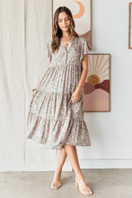 Mittoshop Abstract Print Ruffle Tier Midi Dress SAGE Casual Dresses