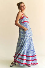 Davi & Dani Geo 2 Tone Printed Wavi Trim Tiered Maxi Dress Casual Dresses