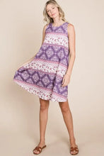 BOMBOM Bohemian Print Sleeveless Dress Casual Dresses