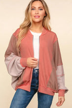 Haptics Zip Up Color Block Bomber Jacket with Side Pockets Woman Outerwear
