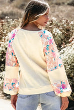 Printed Round Neck Balloon Sleeve Sweatshirt Woman Sweatshirts