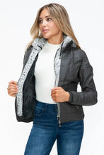 YMI Faux Layered Double-Zipper Jacket with Fuzzy Hood Woman Outerwear