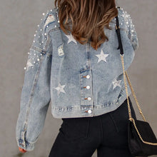 Bead Detail Denim Jacket Woman Outerwear