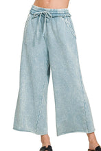 Zenana Washed French Terry Palazzo With Pockets BLUE GREY