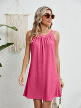 Eyelet Round Neck Sleeveless Dress Casual Dresses
