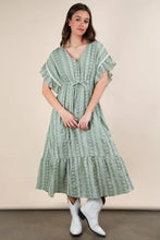 VERY J Embroidered Boho Ruffled Midi Dress Casual Dresses