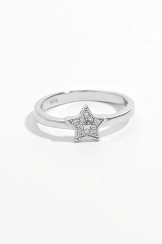 925 Sterling Silver Inland Zircon Star Ring Silver
