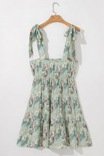 Smocked Printed Tie Shoulder Mini Cami Dress