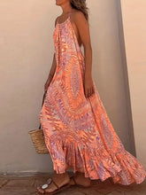 Backless Printed Halter Neck Maxi Cami Dress Casual Dresses